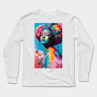 Black Woman With Flowers Long Sleeve T-Shirt